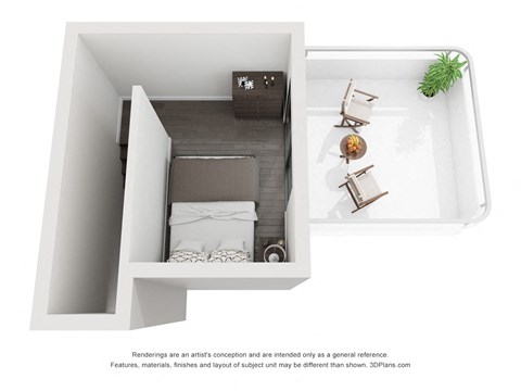 Floor plan for 1 bed, 1 bath